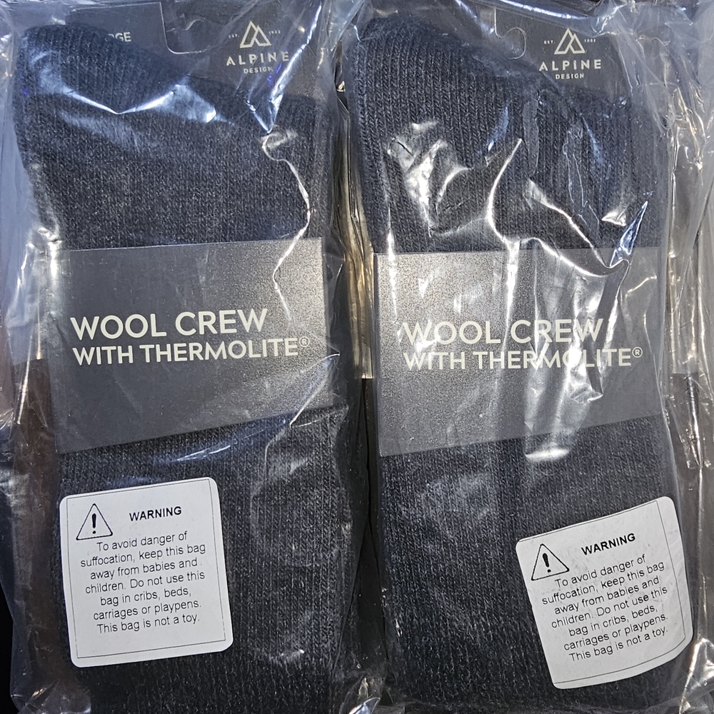 Alpine Wool Crew Socks with Thermolite - Dark Gray